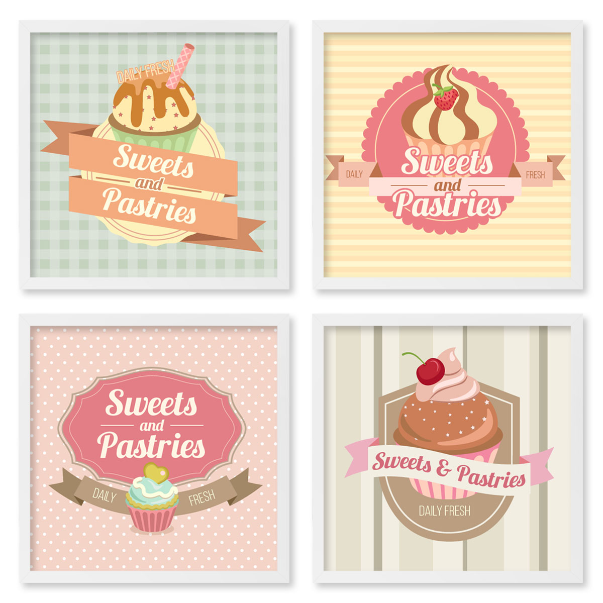 Quadros 20X20 (4 Uni) Nerderia Logos Confeitarias