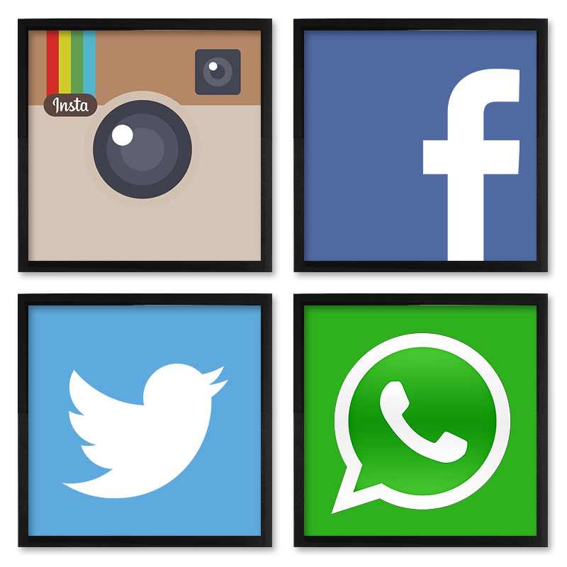Quadros 20X20 (4 Uni) Nerderia Social Media