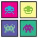 Quadros 20X20 (4 Uni) Nerderia Space Invader