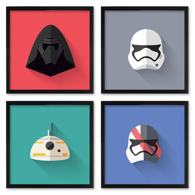 Quadros 20X20 (4 Uni) Nerderia Star Minimalista