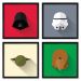 Quadros 20X20 (4 Uni) Nerderia Star Wars Minimalista