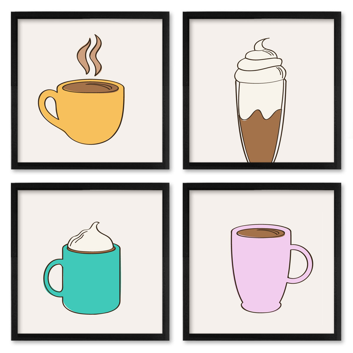 Quadros 20X20 (4 Uni) Nerderia Tipos De Cafe 02