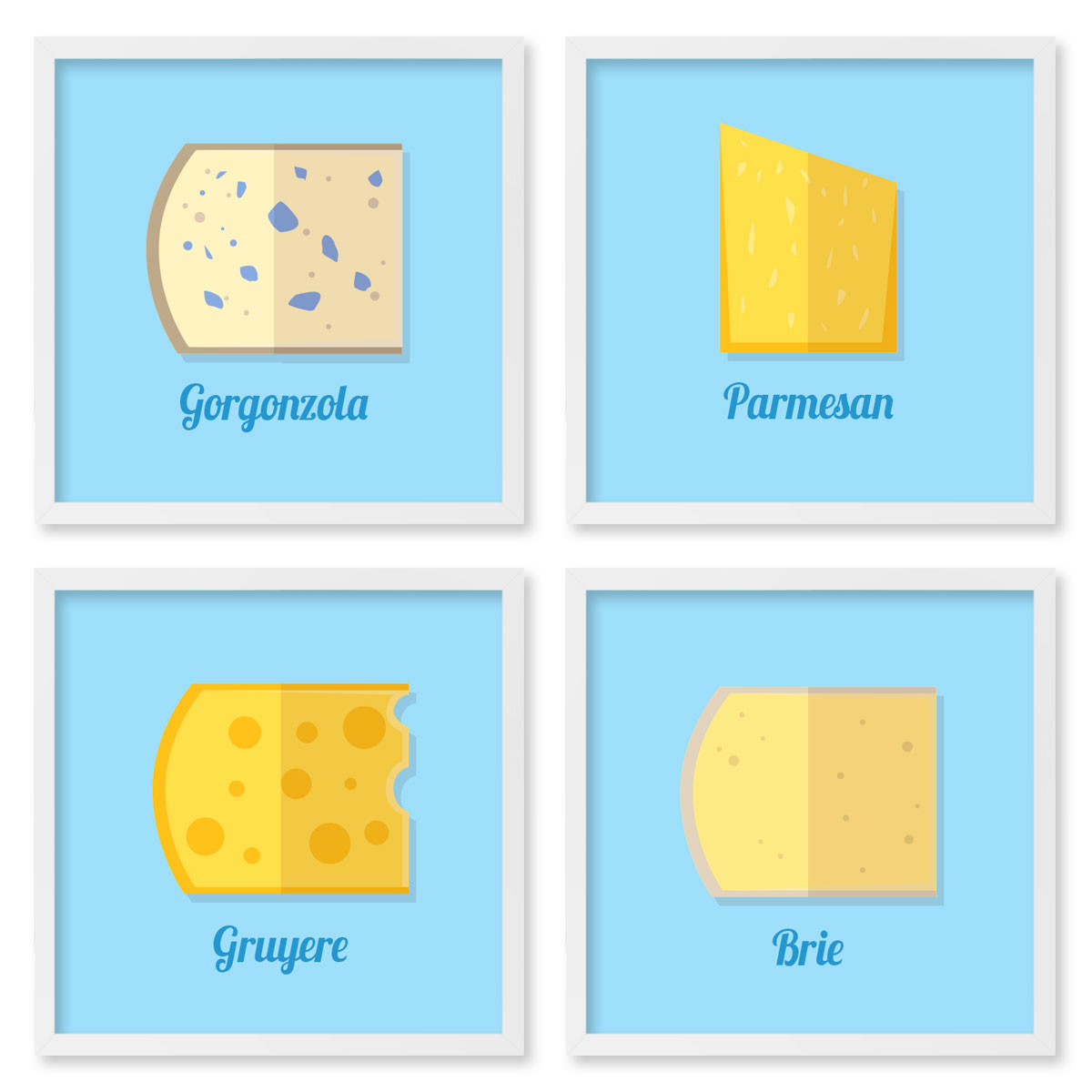 Quadros 20X20 (4 Uni) Nerderia Tipos De Queijo