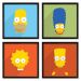 Quadros 20x20 (4 Uni) Nerderia Simpsons Minimalista