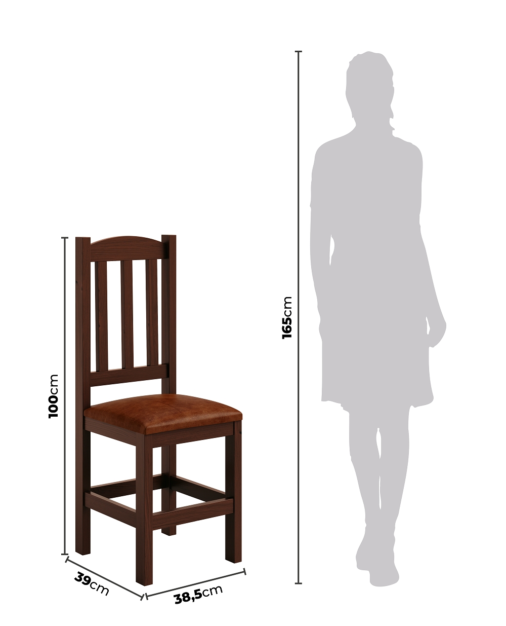 Conjunto Mesa De Madeira Castanho 160x88 + 6 Cadeiras Estofadas Sfa