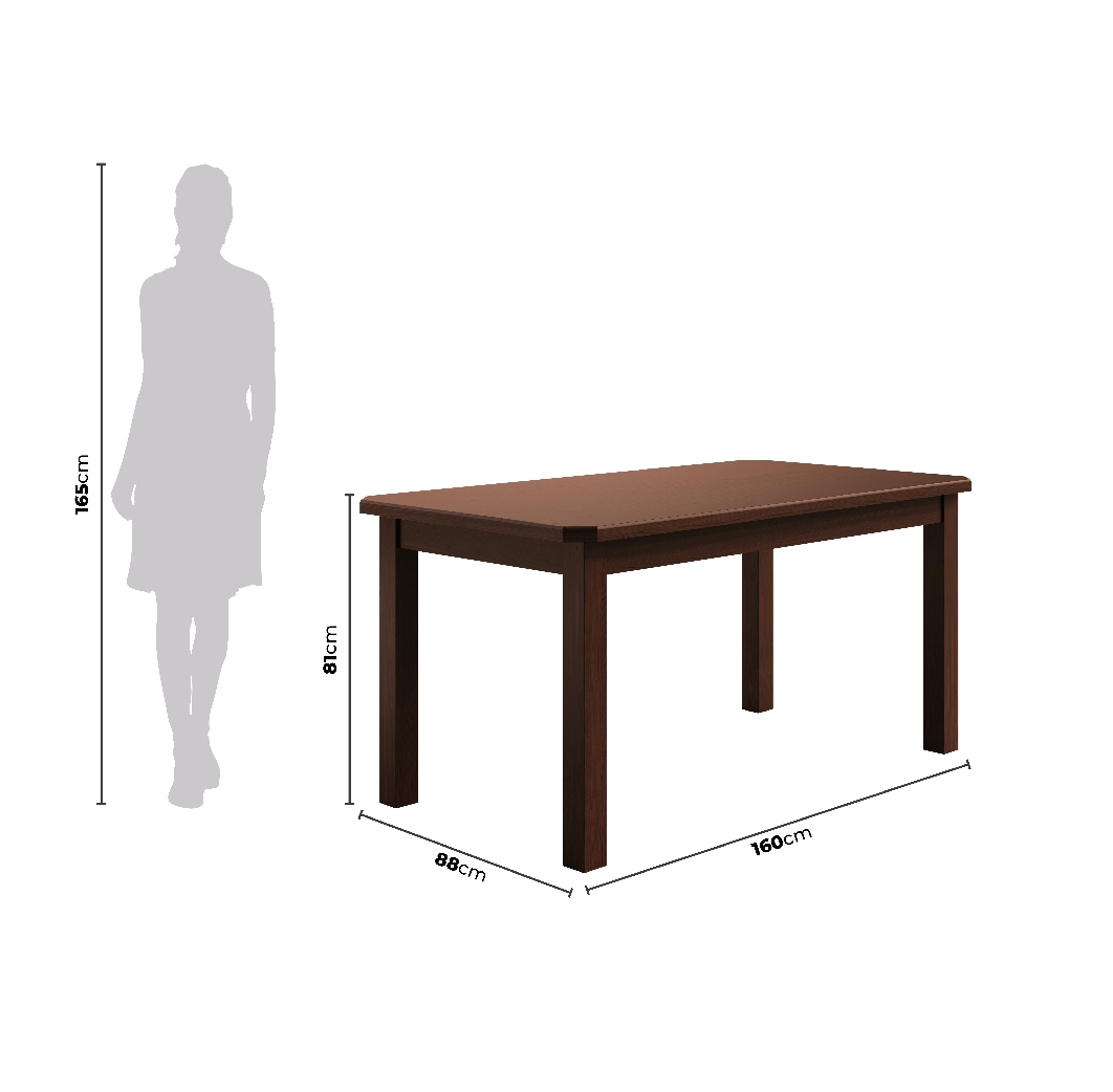 Conjunto Mesa De Madeira Maciça Castanho 160x88+ 6 Cadeiras Sfa