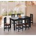 Conjunto Mesa De Madeira Preto 160x88 + 6 Cadeiras Estofadas Sfa