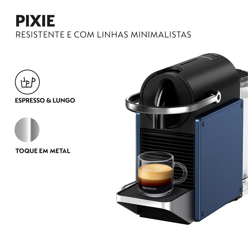 Cafeteira Nespresso Pixie Redesign Azul e Preta para Café em Cápsula 110V