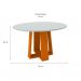 [OUTLET] Mesa de Jantar Redonda com Tampo de Vidro Isabela Ipê e Off White 135 cm
