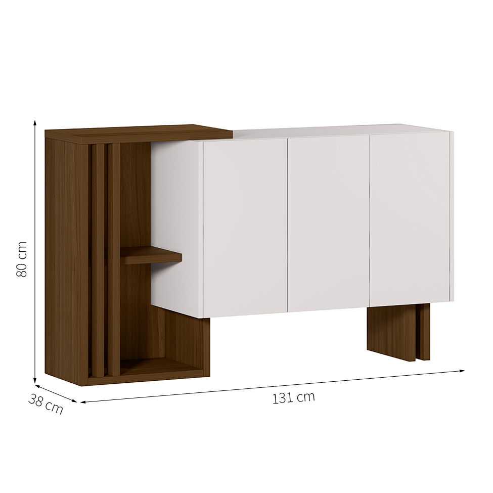 Buffet Berlim 3 PT Imbuia e Off White