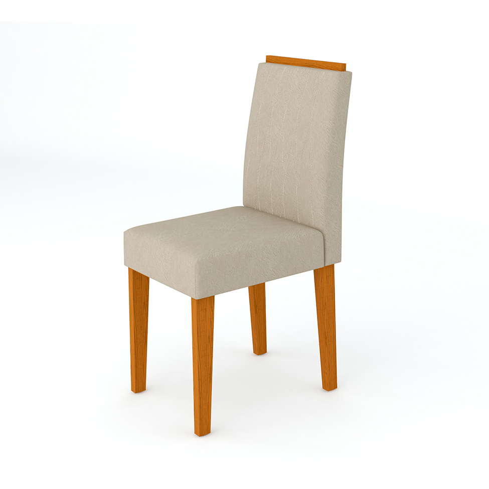 Conjunto de Mesa de Jantar com Tampo de Vidro Bárbara e 6 Cadeiras Ana II Animalle Off White e Creme