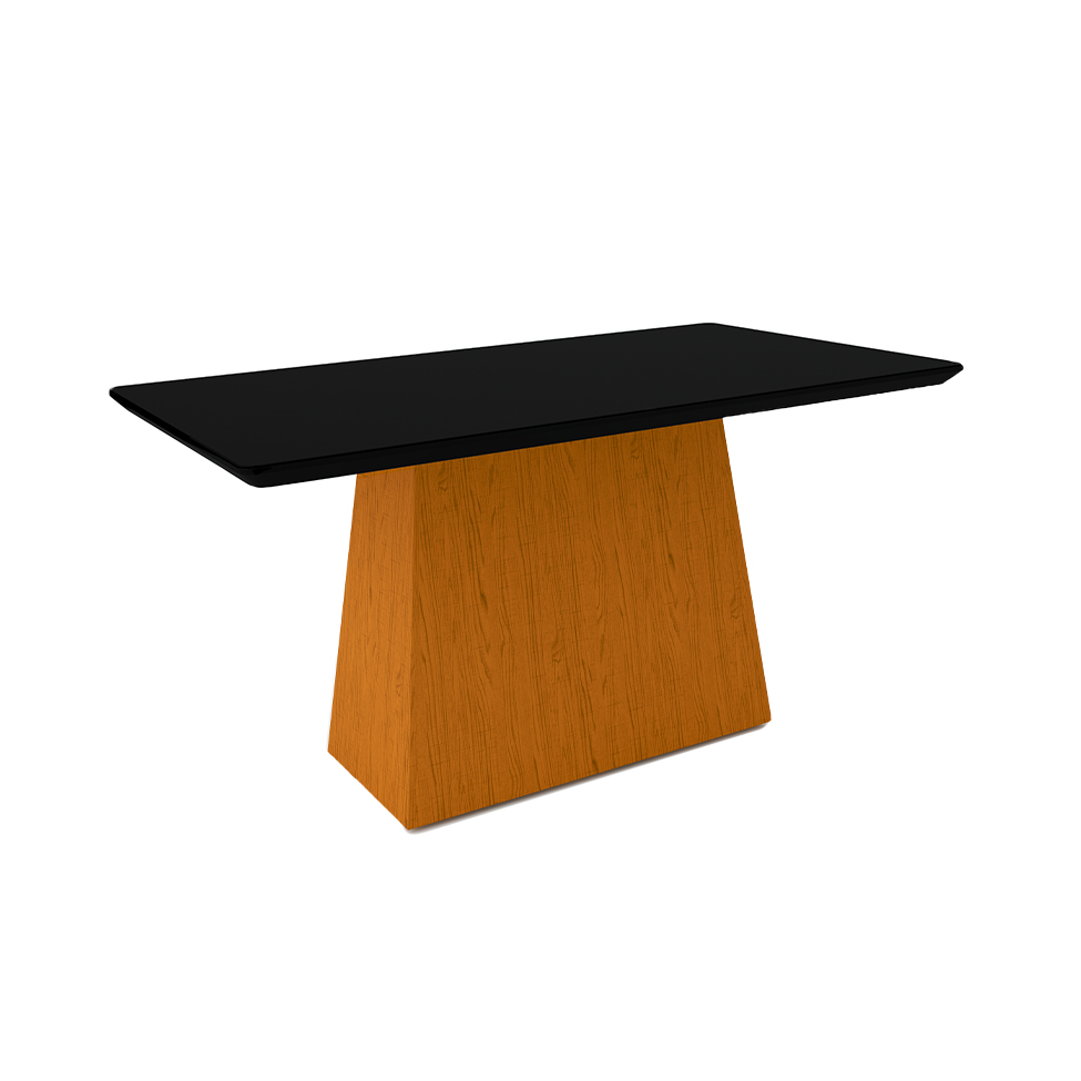 Conjunto de Mesa de Jantar com Tampo de Vidro Bárbara e 6 Cadeiras Ana Veludo Preto