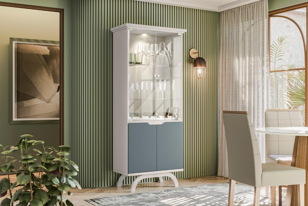 Cristaleira 2 Portas Creta Off White Cinza
