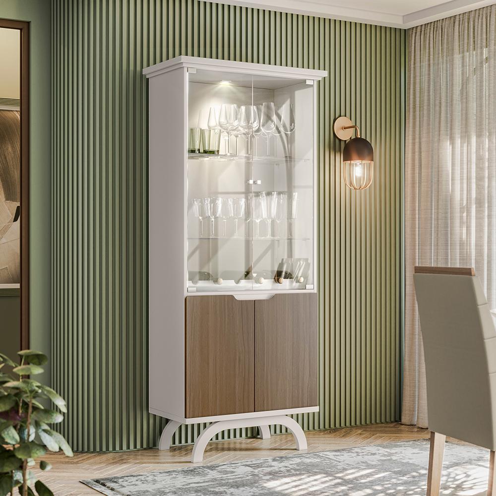 Cristaleira 2 Portas Creta Off White Imbuia