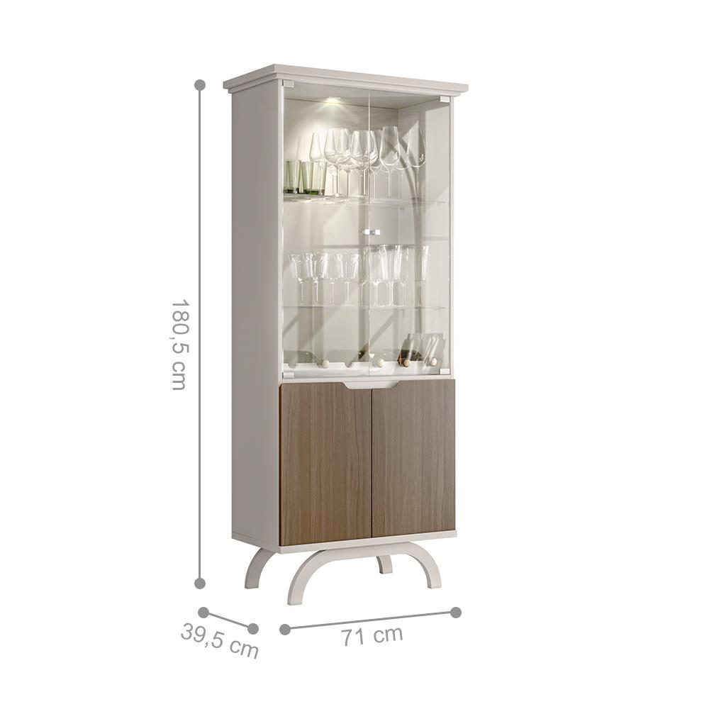 Cristaleira 2 Portas Creta Off White Imbuia