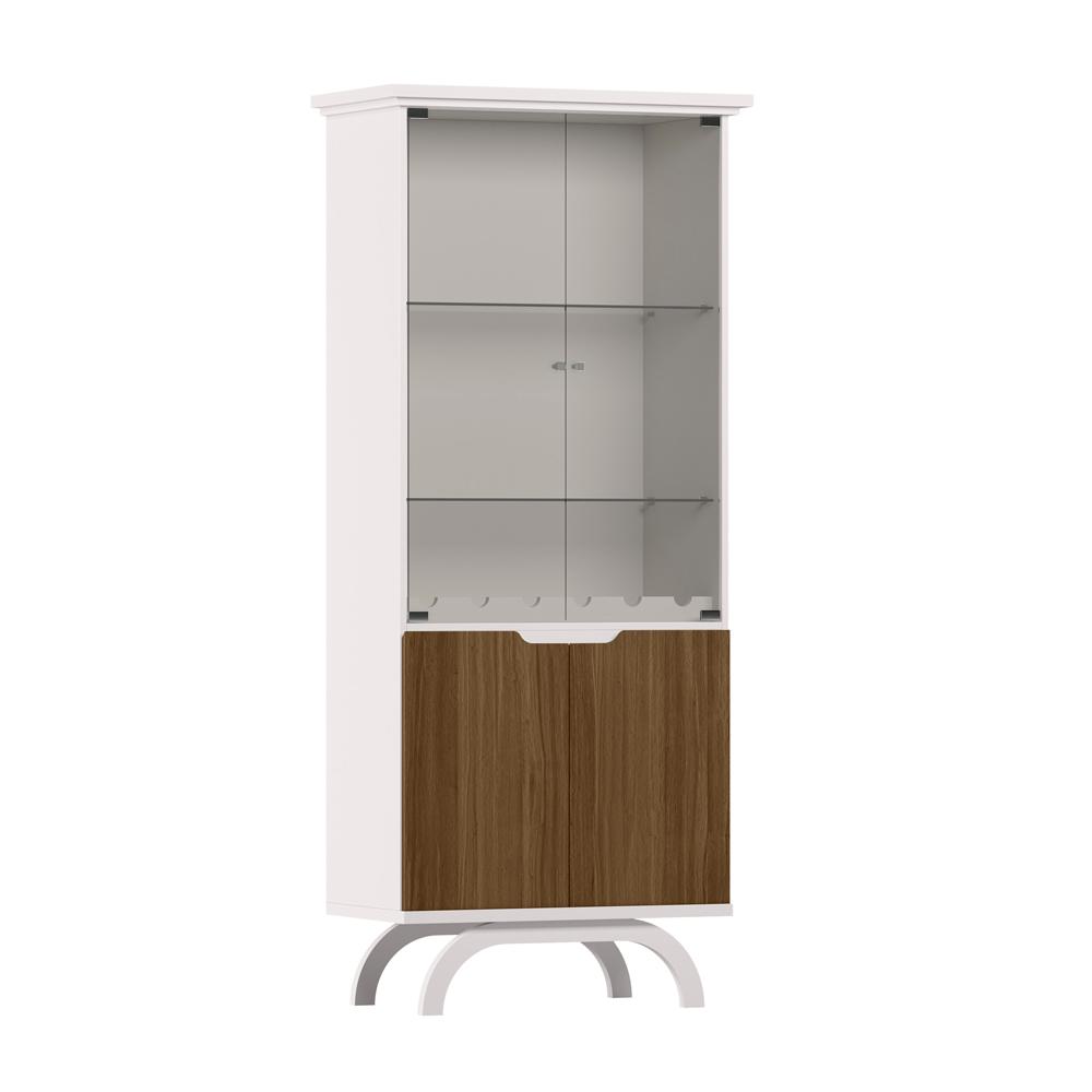 Cristaleira 2 Portas Creta Off White Imbuia