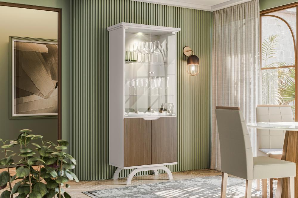 Cristaleira 2 Portas Creta Off White Imbuia