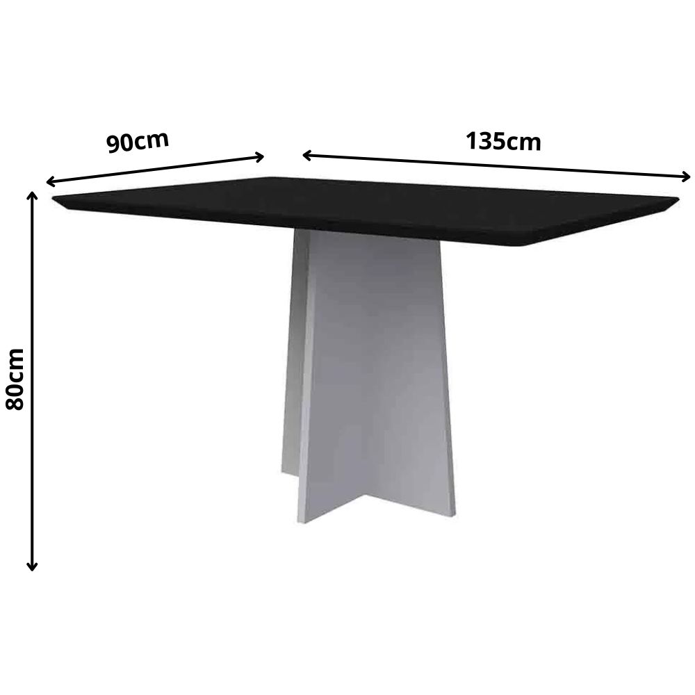 Mesa Anitta 135x90cm - Off White/Preto