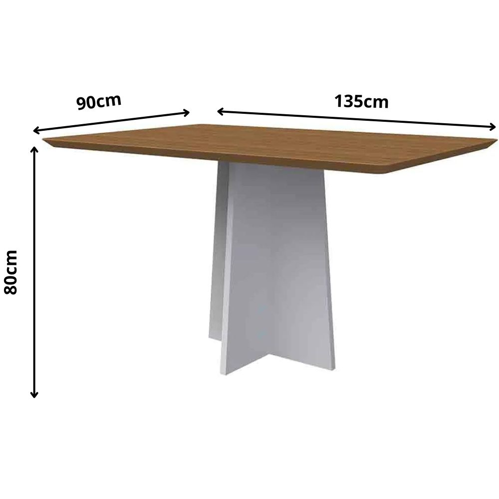 Mesa Anitta 135x90cm Tampo Madeirado - Off White/Imbuia
