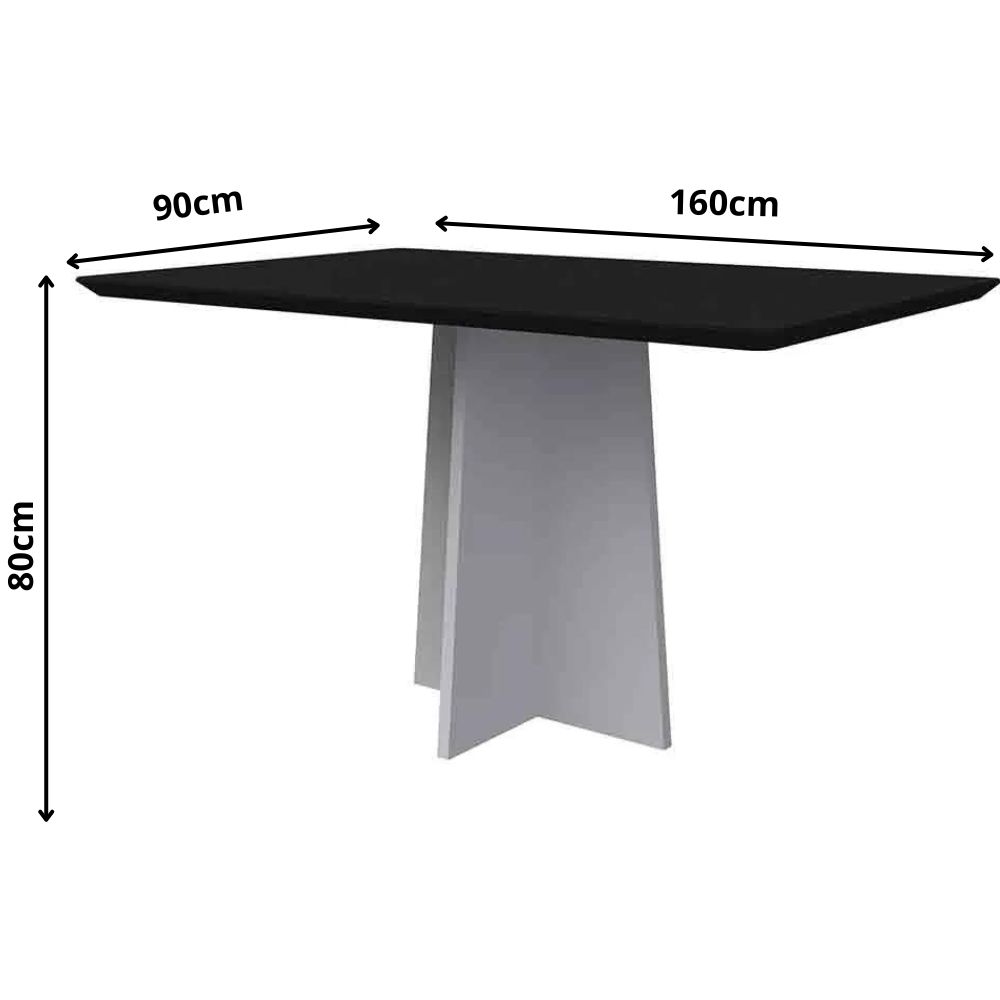 Mesa Anitta 160x90cm - Off White/Preto