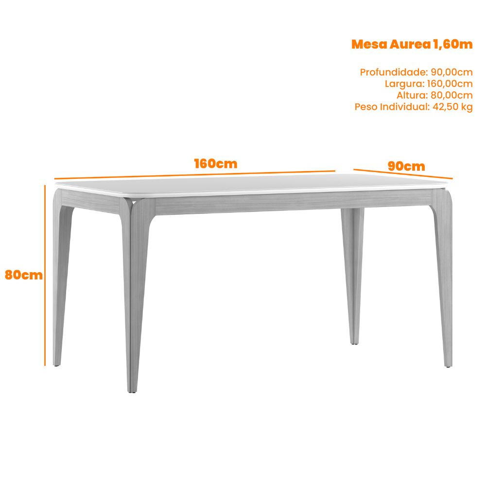 Mesa Aurea 160x90cm - Preta