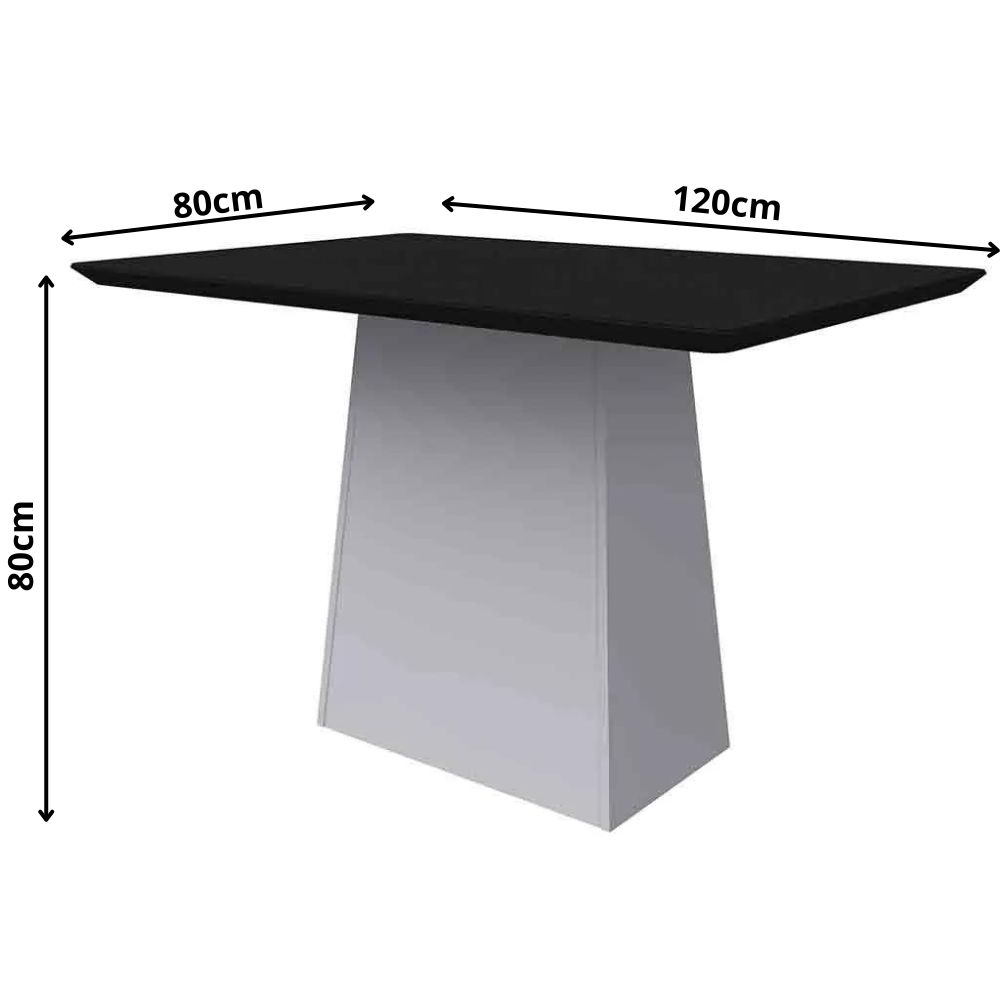 Mesa Bárbara 120x80cm - Off White/Preto