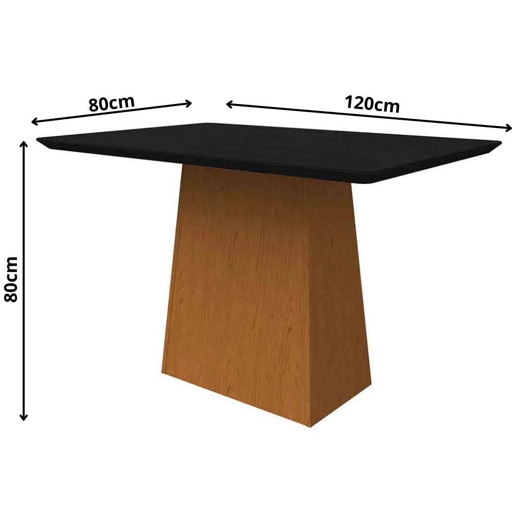 Mesa Bárbara 120x80cm - Ypê/Preto