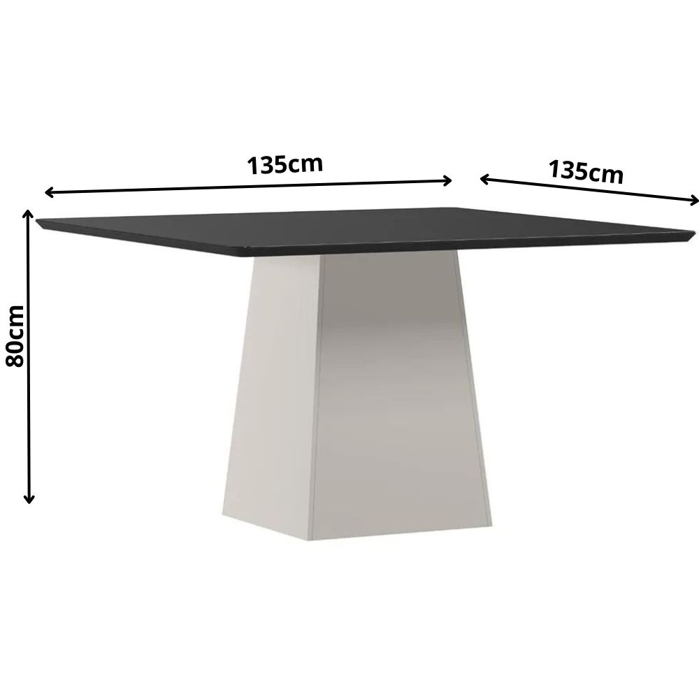 Mesa Bárbara 135x135cm - Off White/Preto