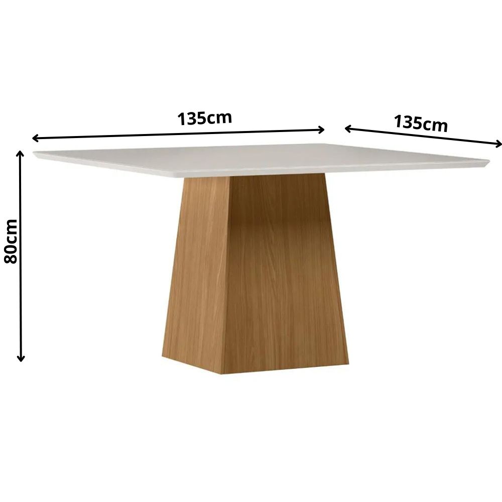 Mesa Bárbara 135x135cm - Ypê/Off White