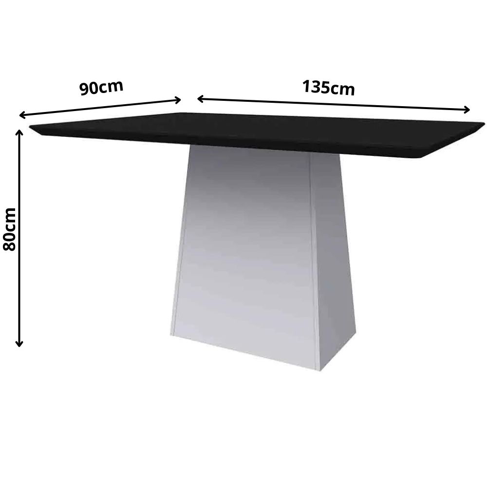 Mesa Bárbara 135x90cm - Off White/Preto