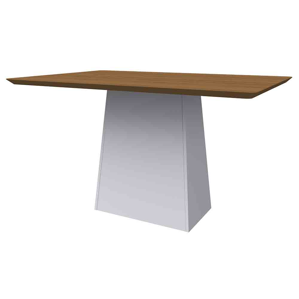 Mesa Bárbara 135x90cm Tampo Madeirado - Off White/Imbuia