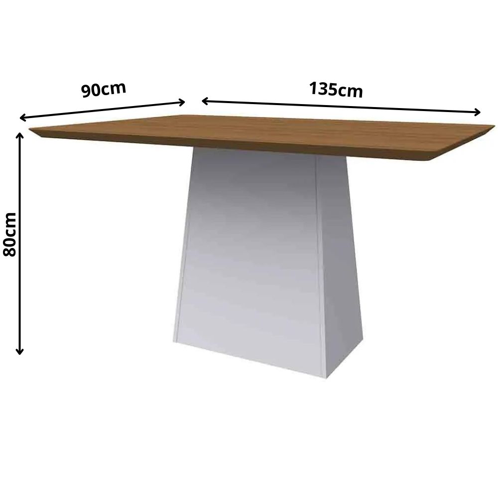Mesa Bárbara 135x90cm Tampo Madeirado - Off White/Imbuia