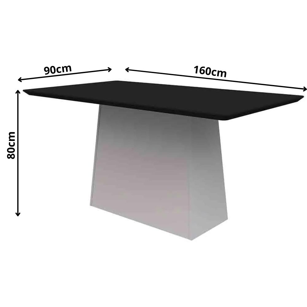Mesa Bárbara 160x90cm - Off White/Preto