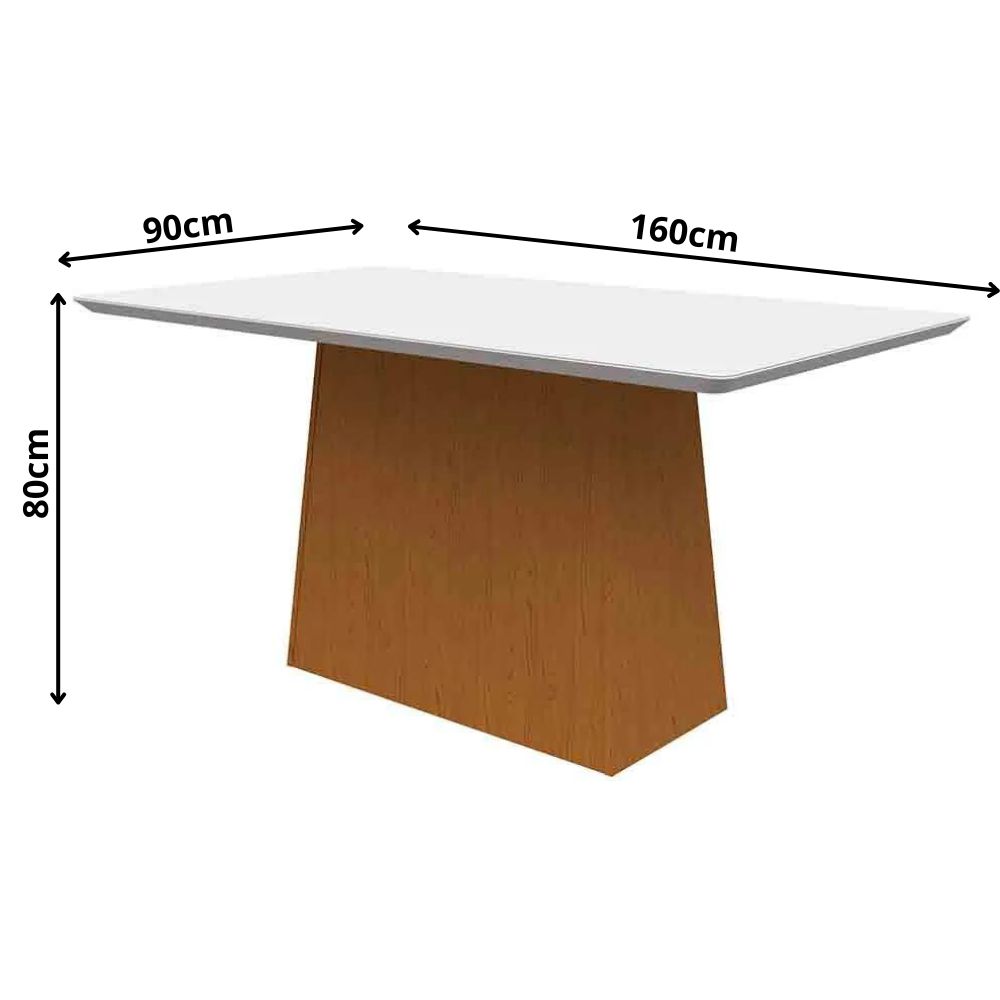 Mesa Bárbara 160x90cm - Ypê/Off White