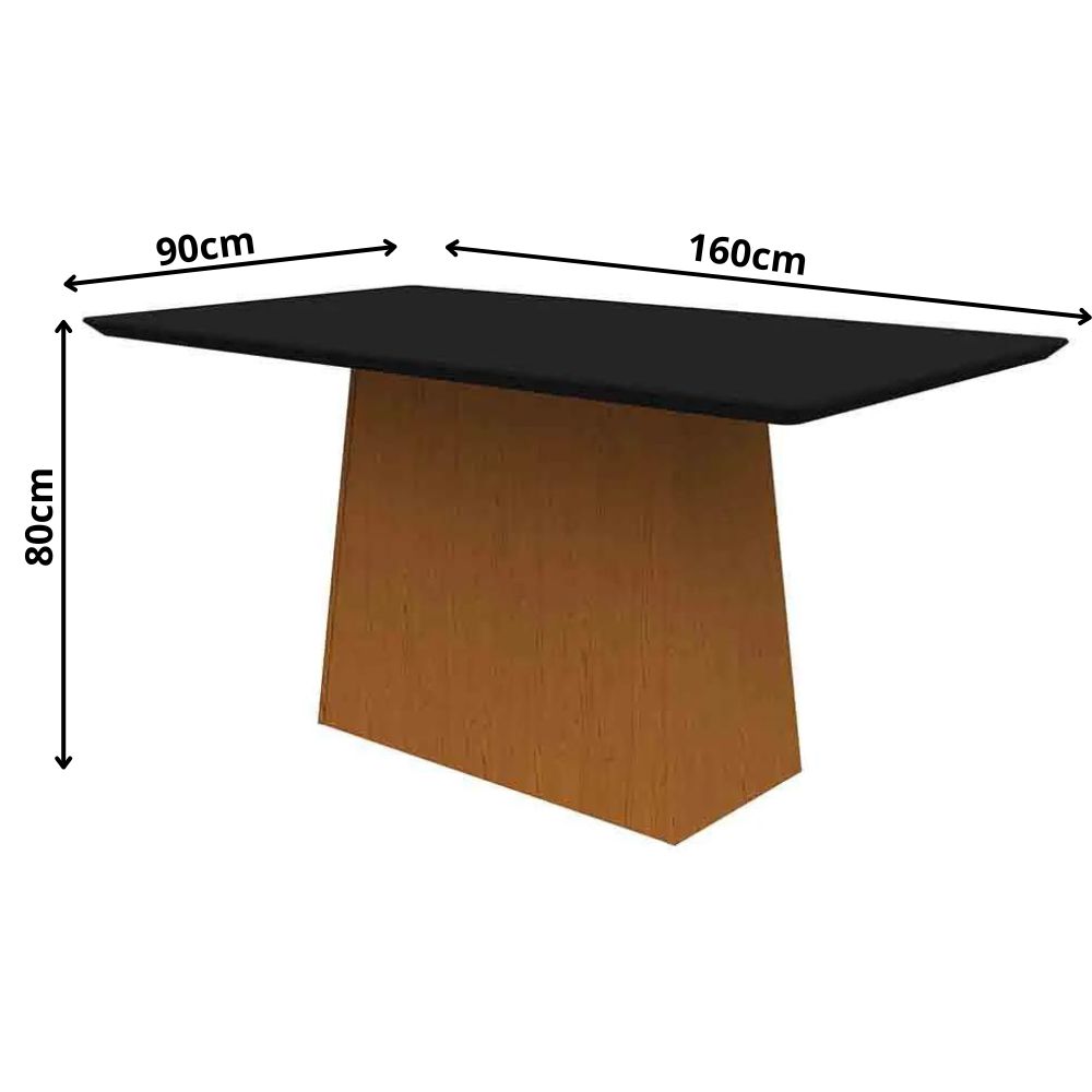 Mesa Bárbara 160x90cm - Ypê/Preto