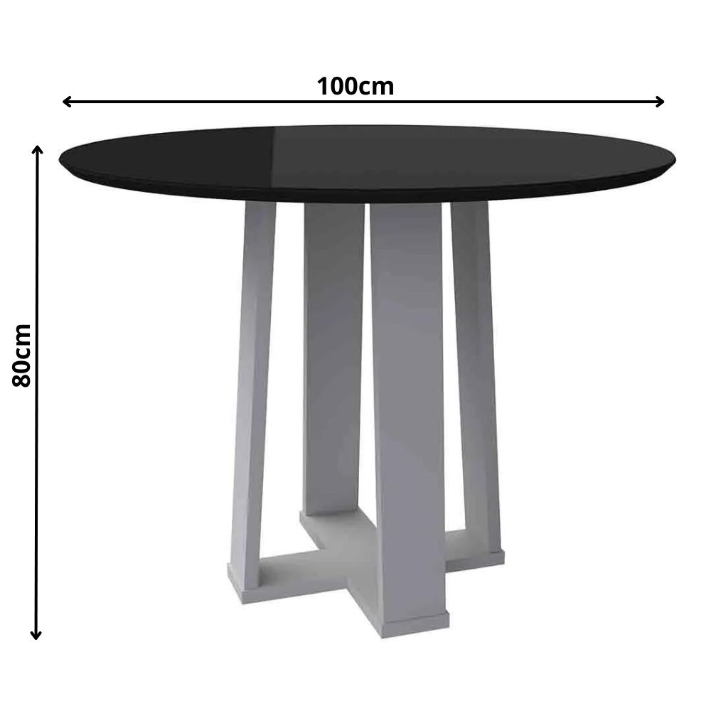 Mesa Isabela 100x100cm - Off White/Preto