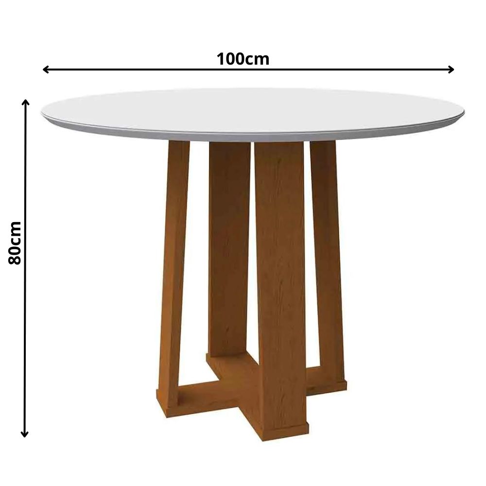 Mesa Isabela 100x100cm - Ypê/Off White
