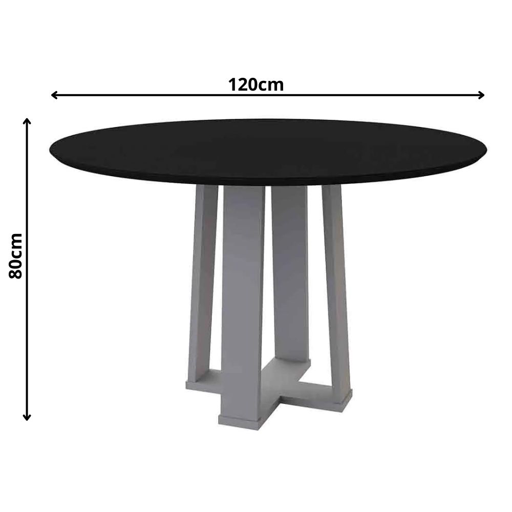 Mesa Isabela 120x120cm - Off White/Preto