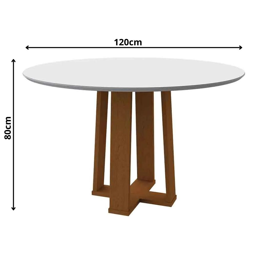 Mesa Isabela 120x120cm - Ypê/Off White