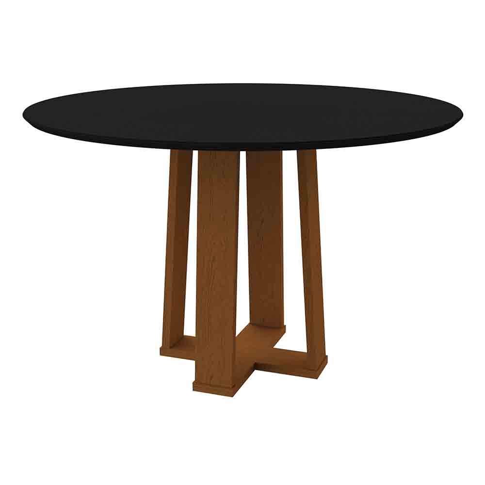 Mesa Isabela 120x120cm - Ypê/Preto