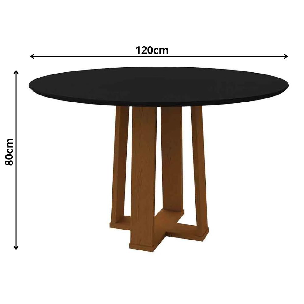 Mesa Isabela 120x120cm - Ypê/Preto