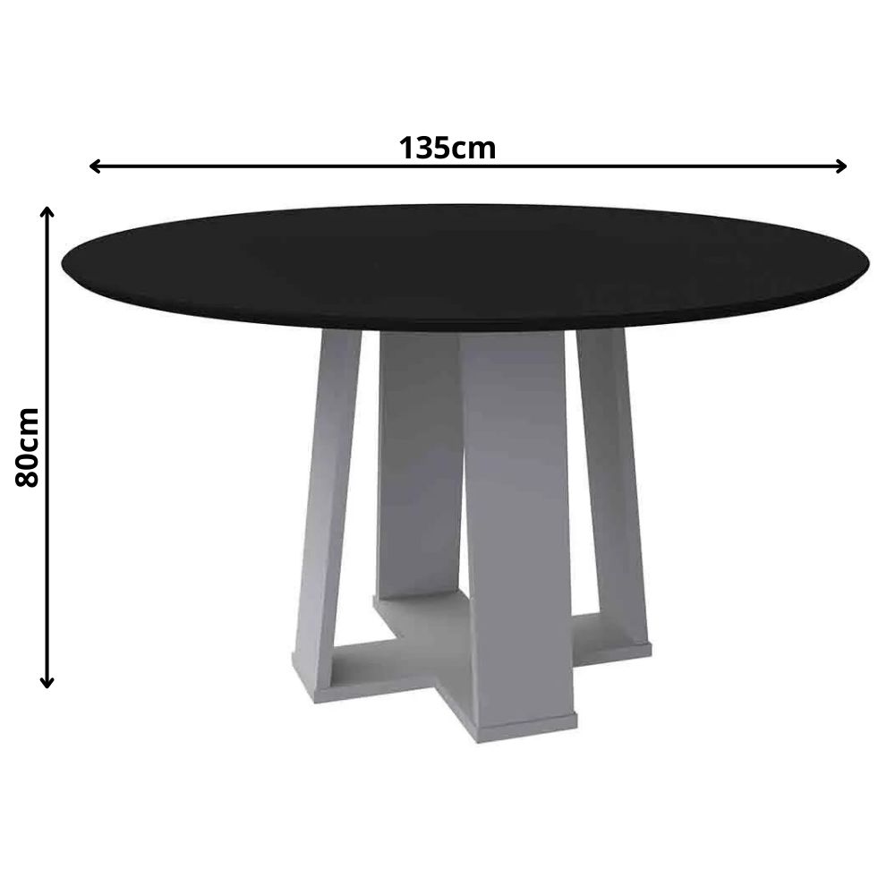 Mesa Isabela 135x135cm - Off White/Preto
