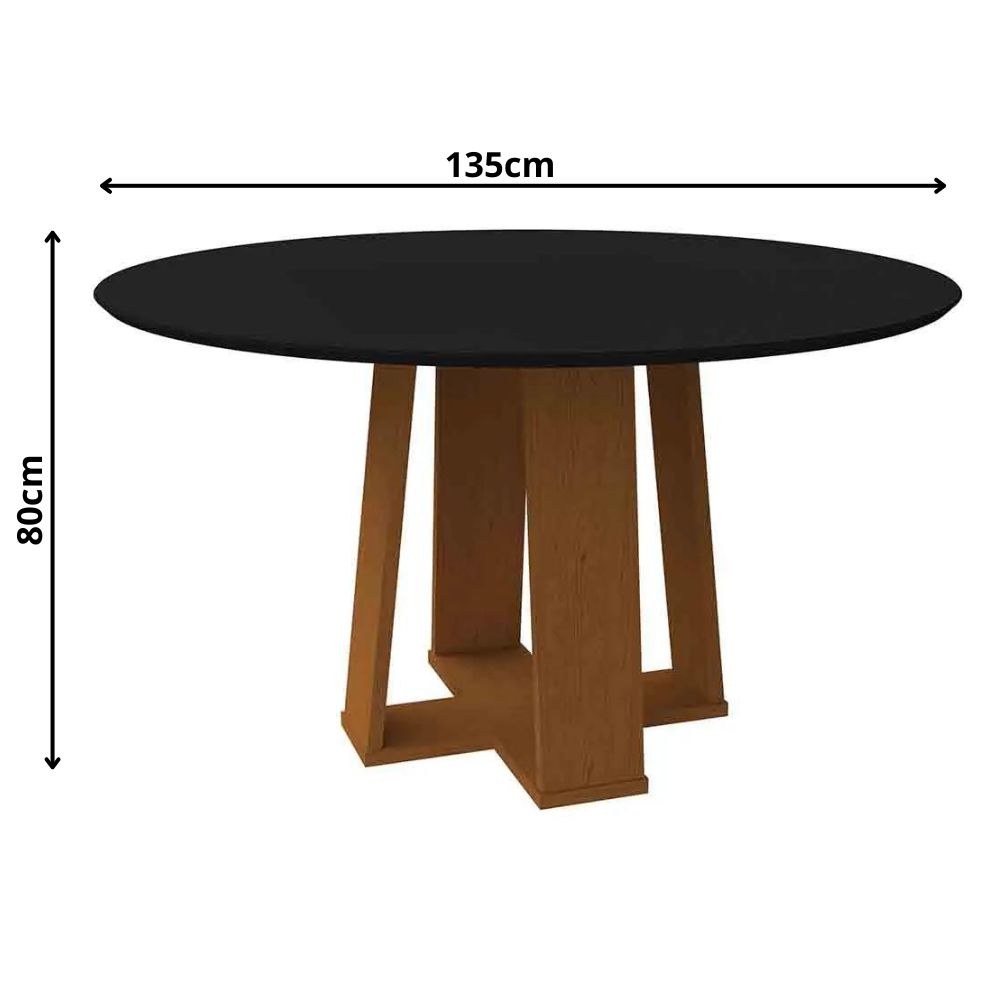Mesa Isabela 135x135cm - Ypê/Preto