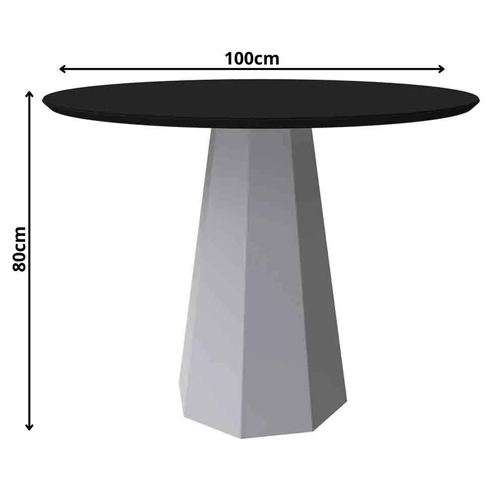 Mesa Isis 100x100cm - Off White/Preto