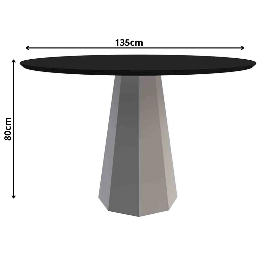 Mesa Isis 120x120cm - Off White/Preto