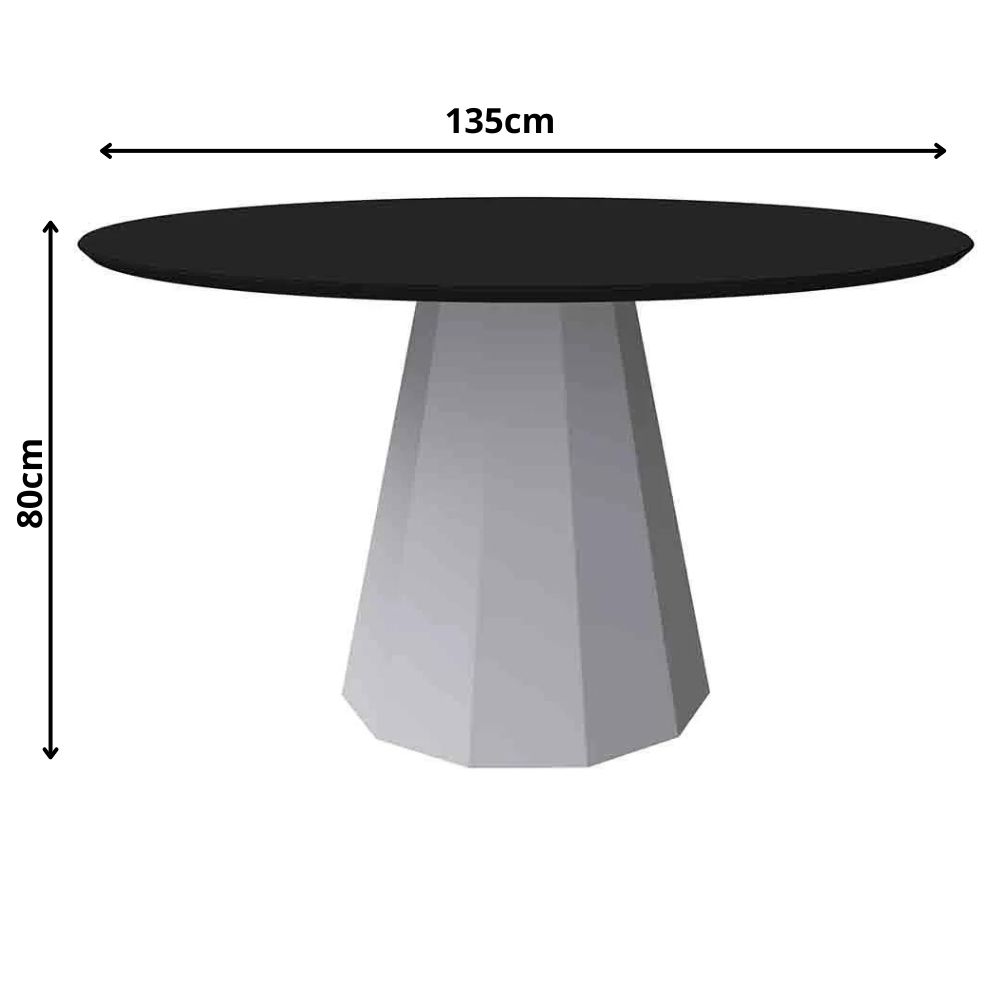 Mesa Isis 135x135cm - Off White/Preto