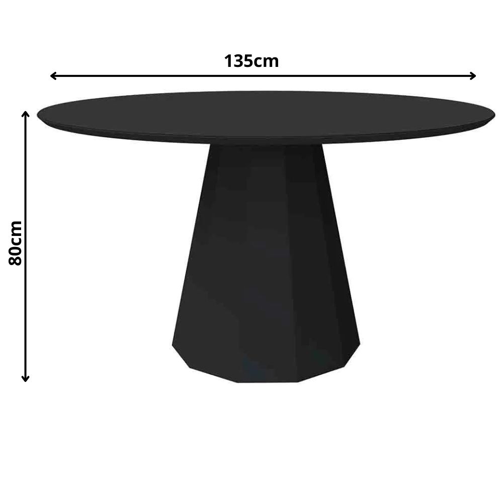 Mesa Isis 135x135cm - Preto