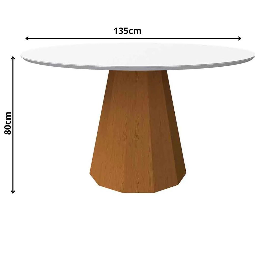 Mesa Isis 135x135cm - Ypê/Off White