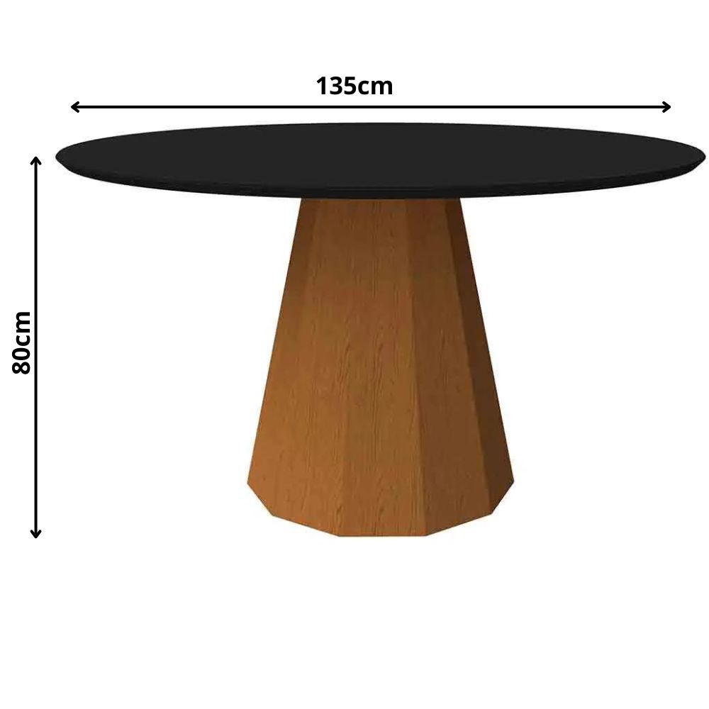 Mesa Isis 135x135cm - Ypê/Preto
