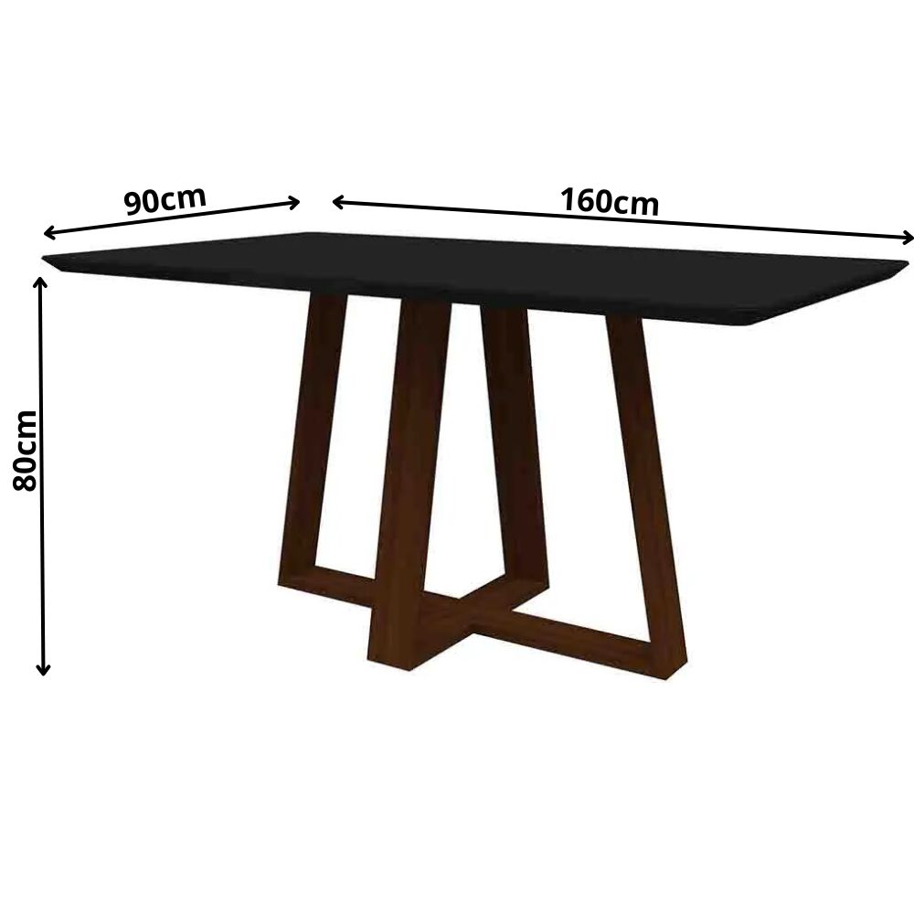 Mesa Lectus 160x90cm - Amêndoa/Preto